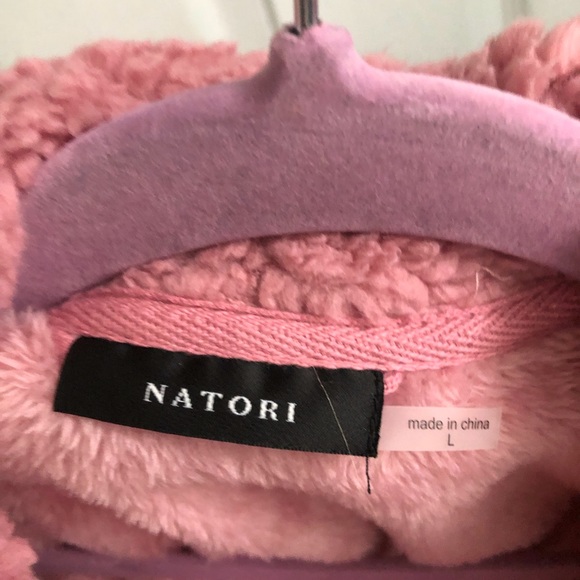 Natori plush 3/4 length robe mauve , large - Picture 2 of 9